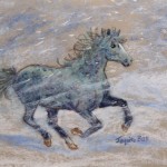 Blue Horse pastel painting